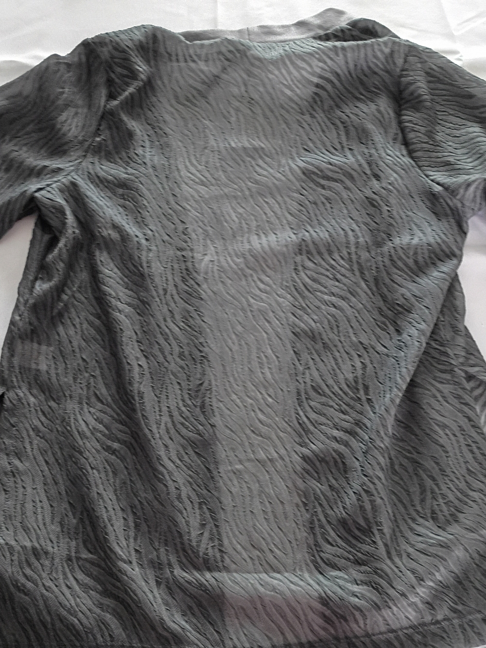 NY Collection Gray Textured Open Cardigan - Picture 2 of 7